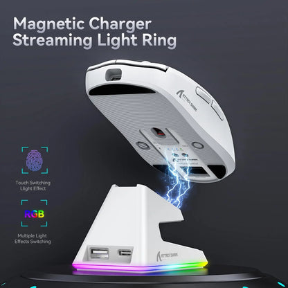 ATTACK SHARK X6 49g SUPERLIGHT Gaming Mouse With Charging Dock, PixArt PAW3395 Gaming Sensor, BT/2.4G Wireless/Wired, 26000 DPI
