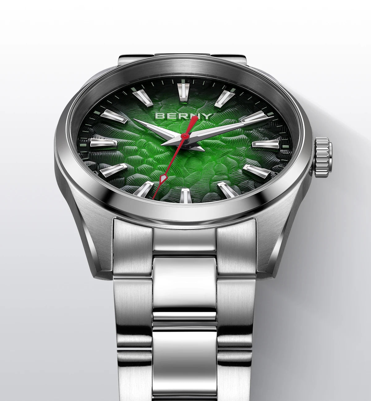 BERNY Herrenuhr – Quarzuhr, Saphirglas, leuchtende Zeiger, wasserdicht bis 10 ATM, komplett aus Edelstahl – Eleganter und lässiger Stil, ideal für den Alltag oder berufliche Anlässe