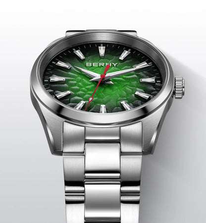 BERNY Herrenuhr – Quarzuhr, Saphirglas, leuchtende Zeiger, wasserdicht bis 10 ATM, komplett aus Edelstahl – Eleganter und lässiger Stil, ideal für den Alltag oder berufliche Anlässe