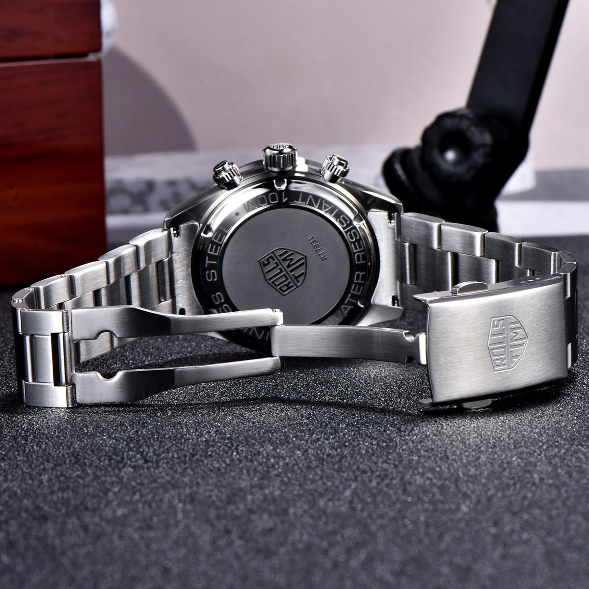 Vyriški laikrodžiai „Rolls Timi Panda“ – kvarcinis chronografas, prabangus modelis, safyro stiklas su antirefleksine danga, atsparus vandeniui, sportiškas stilius