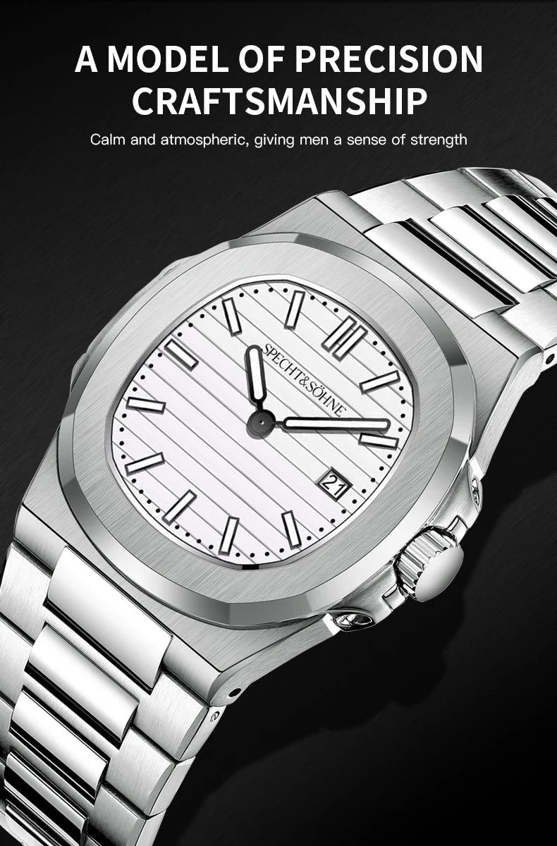 Specht & Söhne New Arrivals Men's Watch Rose Gold 5711 Classic Sports Watches Ultrathin Stainless Steel Sapphire 50M Waterproof