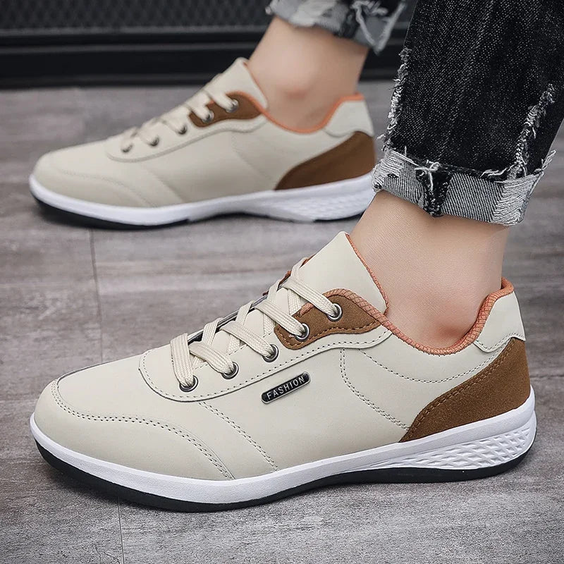 YRZL Scarpe da uomo primavera autunno impermeabili da passeggio, sneakers casual in pelle da uomo, scarpe sportive antiscivolo, calzature da tennis per uomo