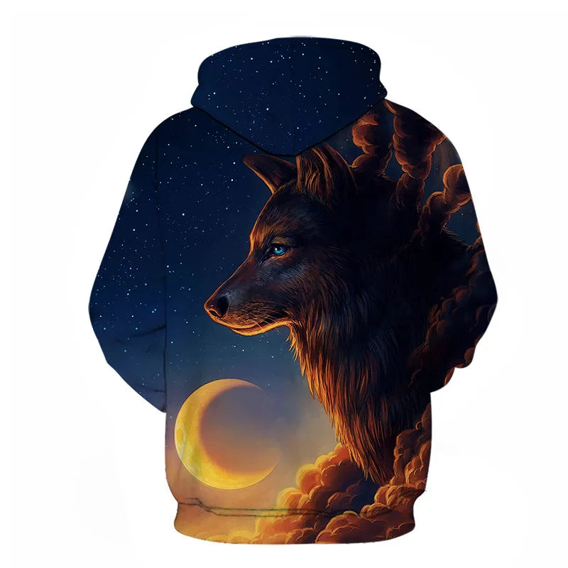 Animal Wolf graphic Men's Fashion 3D Print Outdoor Hoodie Streetwear Hoodies Hooded Front Pocket Designer Hoodie Sweatshirt