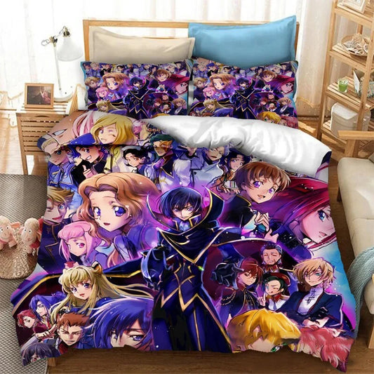 Madingas 3D spausdintas anime Code Geass antklodės užvalkalas, 2/3 vnt. patalynės komplektas, Double Twin Full Queen King dydžiai, suaugusiesiems ir vaikams