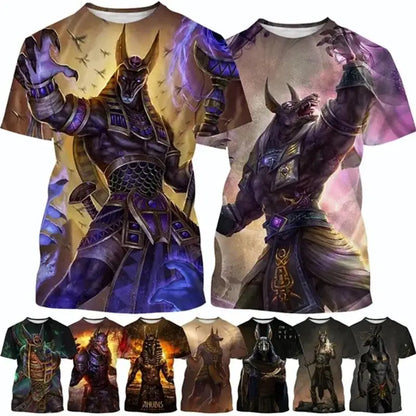 Grim Reaper Anubis T-shirts 3D-tryckt forntida egyptisk gud T-shirt Egyptens öga Farao Mode Harajuku kortärmad T-shirt