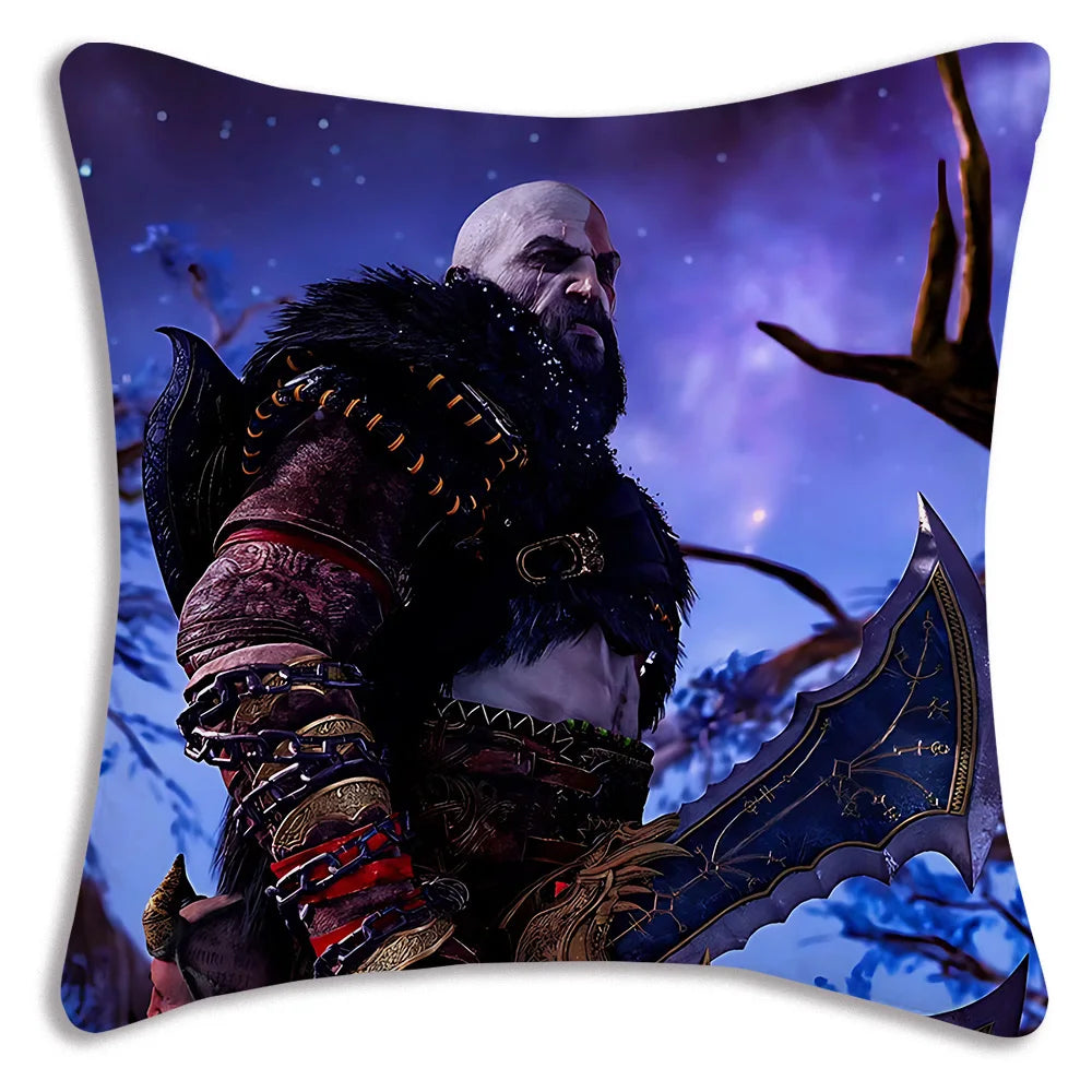 Pillow Covers Cartoon Game G-God of War R-Ragnaroks Sofa Decorative Home Double-sided Printing Short Plush Cute Cushion Cover