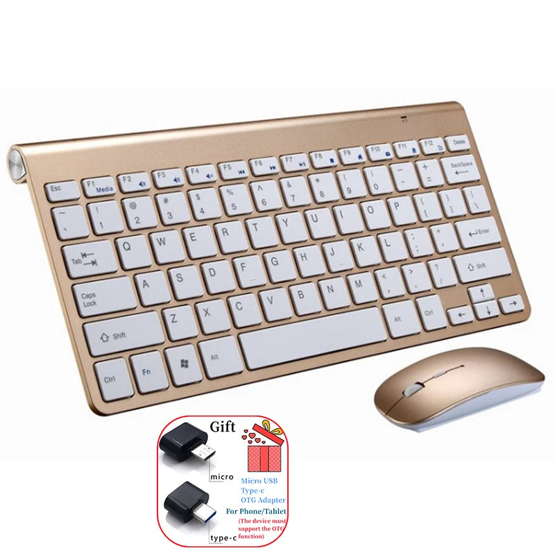Spanische, hebräische, koreanische und thailändische kabellose Tastatur-Maus-Kombination 2.4G, mini, tragbare kabellose Tastatur und Maus für Windows, Mac und Android