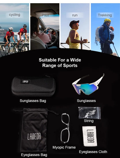 LAMEDA Polarized Cycling Glasses Road UV400 Mountain Bike Sunglasses Bicycle Goggles Sports Eyewear Outdoor Sunglasses Men Women