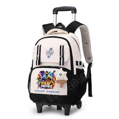 Fortnite Schüler-Rollrucksack mit großem Fassungsvermögen, wasserdichtem, leichtem Design, minimalistischer Laptop-Schultasche und lässiger Reisetasche