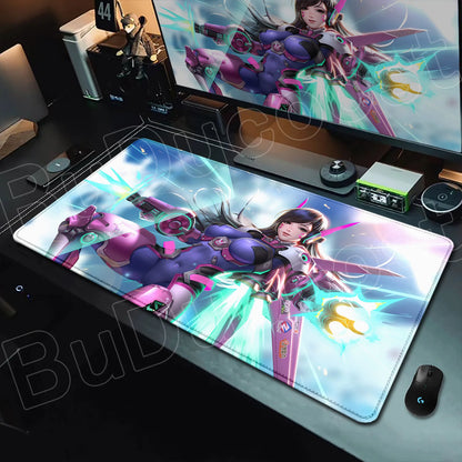Tapete de rato gaming Overwatch Anime Girl grande XXL com impressão HD, base para teclado de computador, portátil e escritório, tapete de secretária em borracha macia 900x400 MM