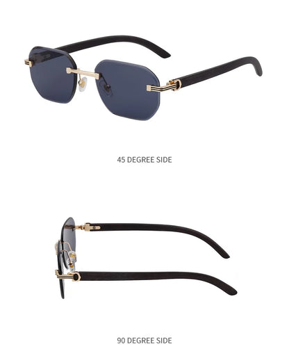 Vintage Square Rimless Sunglasses Men 2026 Luxury Brand Trendy Frameless Punk UV400 Eyewear Anti Blue Light Prescription Glasses