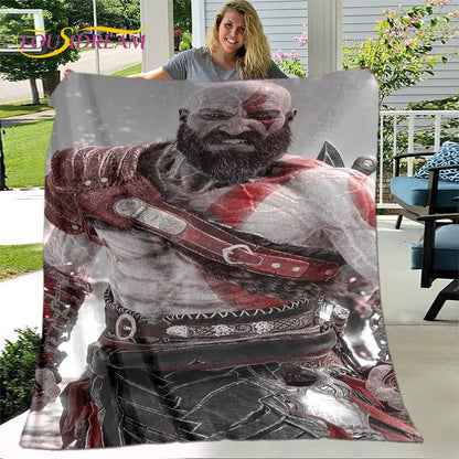 Game God of War Gamers Soft Plush Blanket,Flannel Blanket Throw Blanket for Living Room Bedroom Bed Sofa Picnic Cover Bettdecke