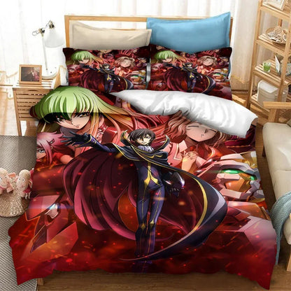 Funda nórdica de anime Code Geass con estampado 3D de moda, juego de cama de 2/3 piezas, doble, individual, full, queen y king, ropa de cama para adultos y niños, funda de edredón