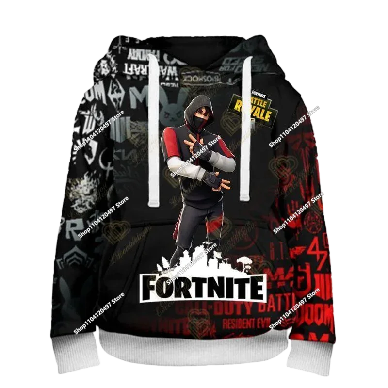 2025 Novo hoodie unissexo Fortnite com impressão 3D, casaco casual, acessório gaming para cosplay, roupa infantil, presentes