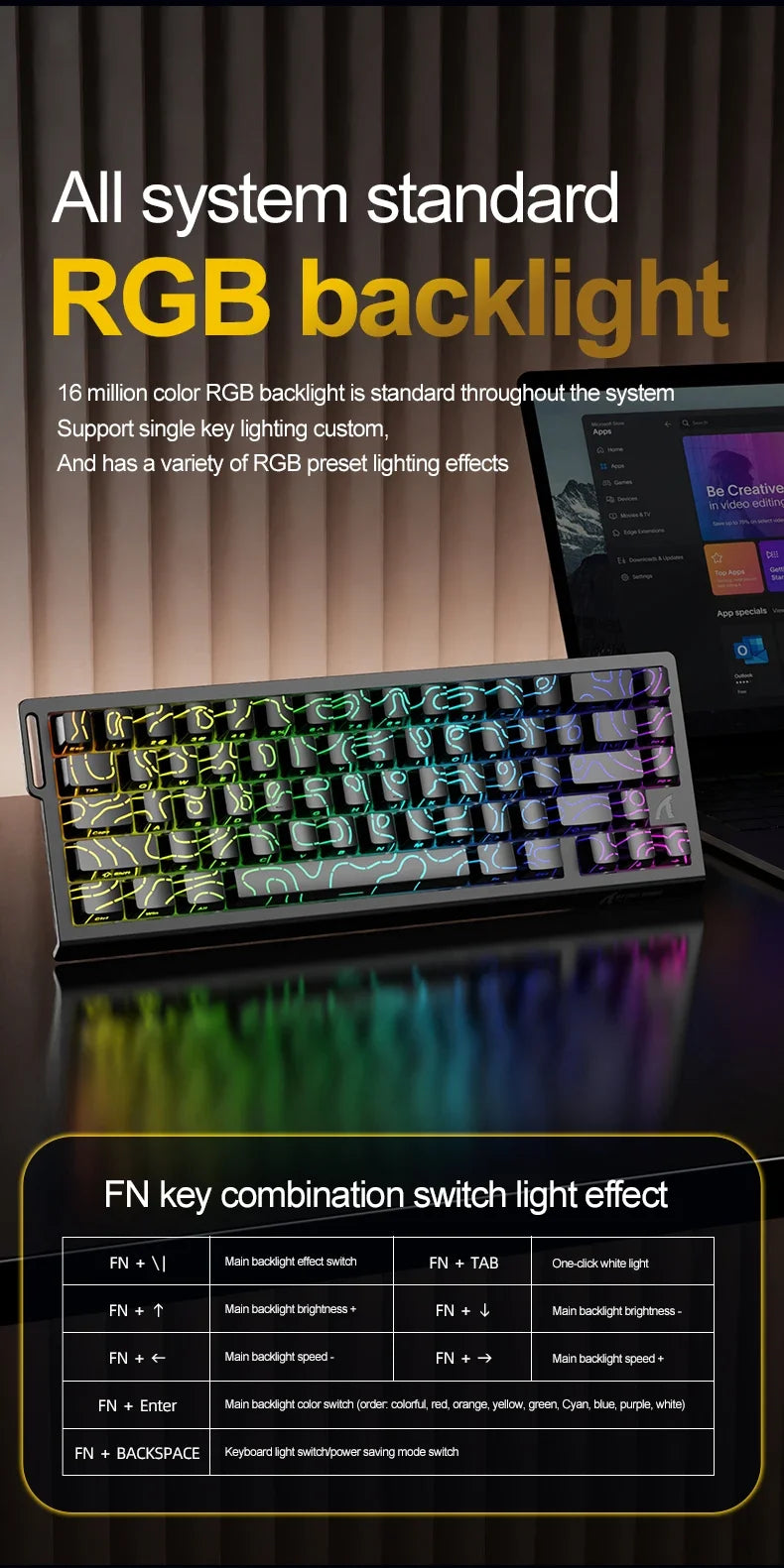 X68HE ATTACK SHARK Magnetic Gaming Keyboard Mechanical Wired for Pro Gaming 0.01mm Rapid Trigger 8000Hz SOCD/Rs 0.125ms 128K Rate