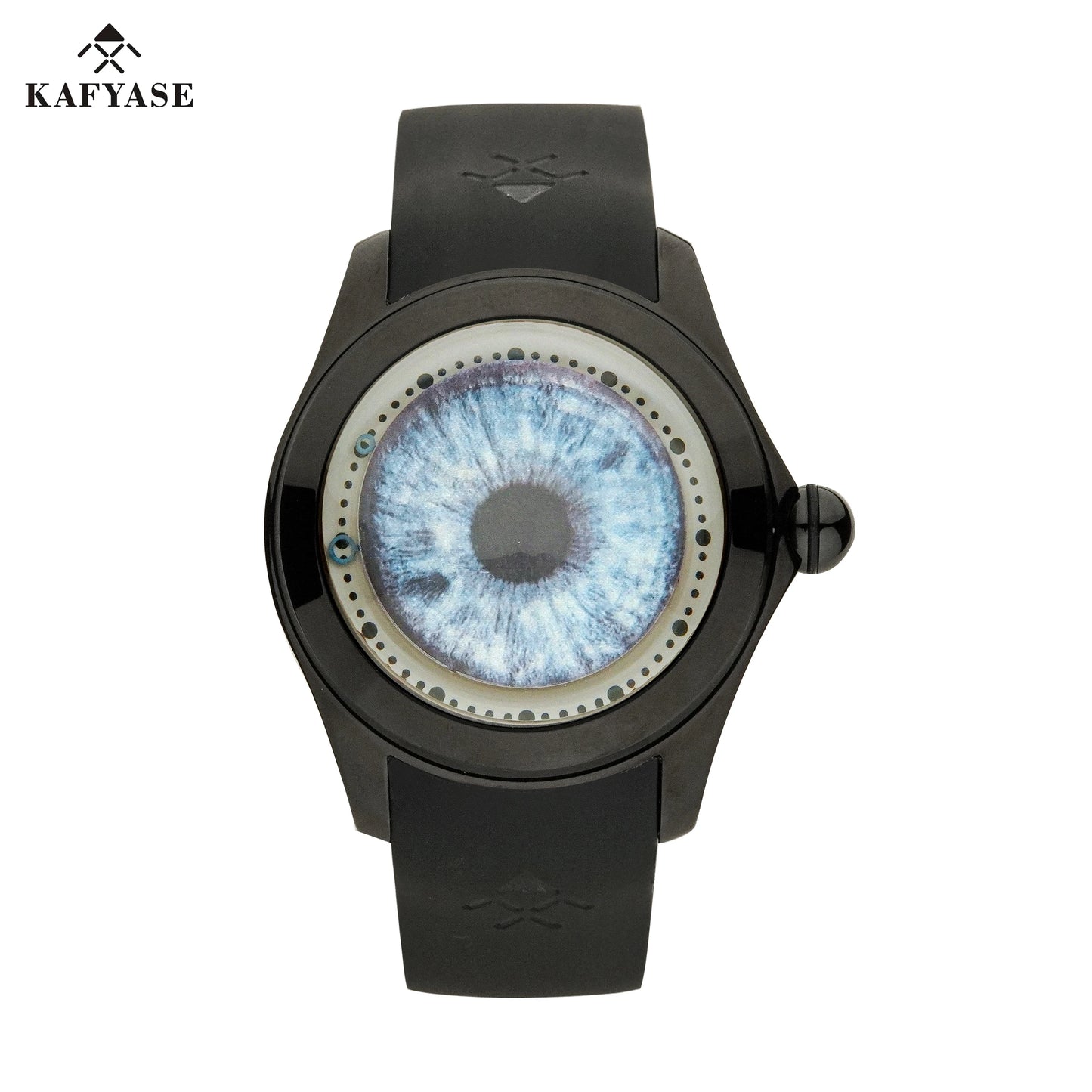 KAFYASE Fashion Earth Bubble Rubber Automatic Watches Luxury Men 46mm Mechanical Wristwatches Art Eye Ball Dial Classic Watch