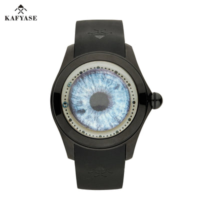 KAFYASE Fashion Earth Bubble Rubber Automatic Watches Luxury Men 46mm Mechanical Wristwatches Art Eye Ball Dial Classic Watch