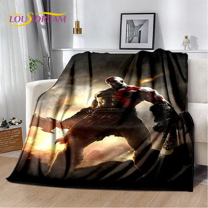 God of War Game Gamers Kratos Soft Plush Blanket,Flannel Blanket Throw Blanket for Living Room Bedroom Bed Sofa Picnic Cover Kid