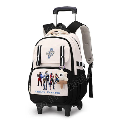 Fortnite Schüler-Rollrucksack mit großem Fassungsvermögen, wasserdichtem, leichtem Design, minimalistischer Laptop-Schultasche und lässiger Reisetasche