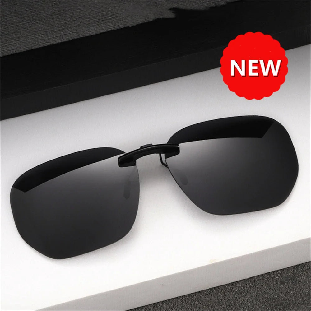 KLASSNUM Men Driving Clip On Polarized Sunglasses for Myopia Eyeglasses Women Square Night Vision Fishing UV400 Sun Glasses Clip