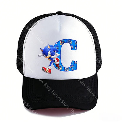Summer Black Baseball Caps for Adult Cartoon Letters Sonics Boys Girls Outdoor Sports Breathable Mesh Hat Cute Anime Sunbonnet