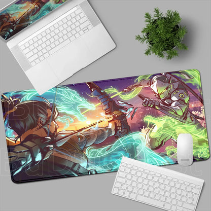 Tapete de rato gaming Overwatch Anime Girl grande XXL com impressão HD, base para teclado de computador, portátil e escritório, tapete de secretária em borracha macia 900x400 MM