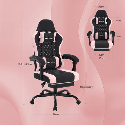 Sedia da ufficio girevole WOLTU con funzione massaggio, poltrona ergonomica con cuscino e poggiapiedi, sedia gaming regolabile in altezza