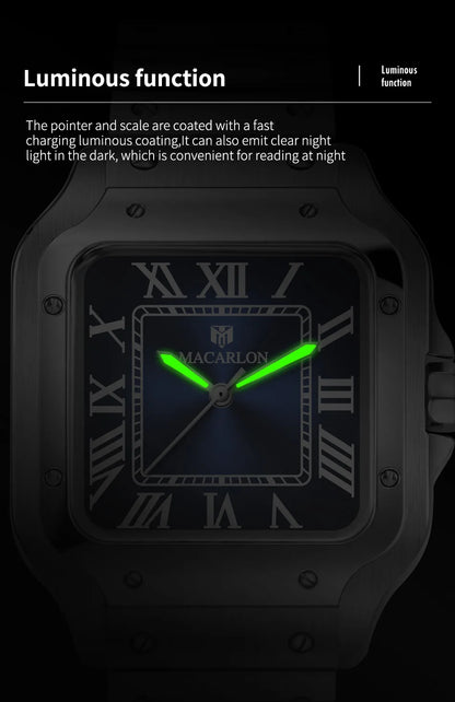 2026 New MACARLON Design 38mm Mechanical Watch Men's Sapphire Glass Luminous Stainless Steel Waterproof China NH35 Automatic Watch