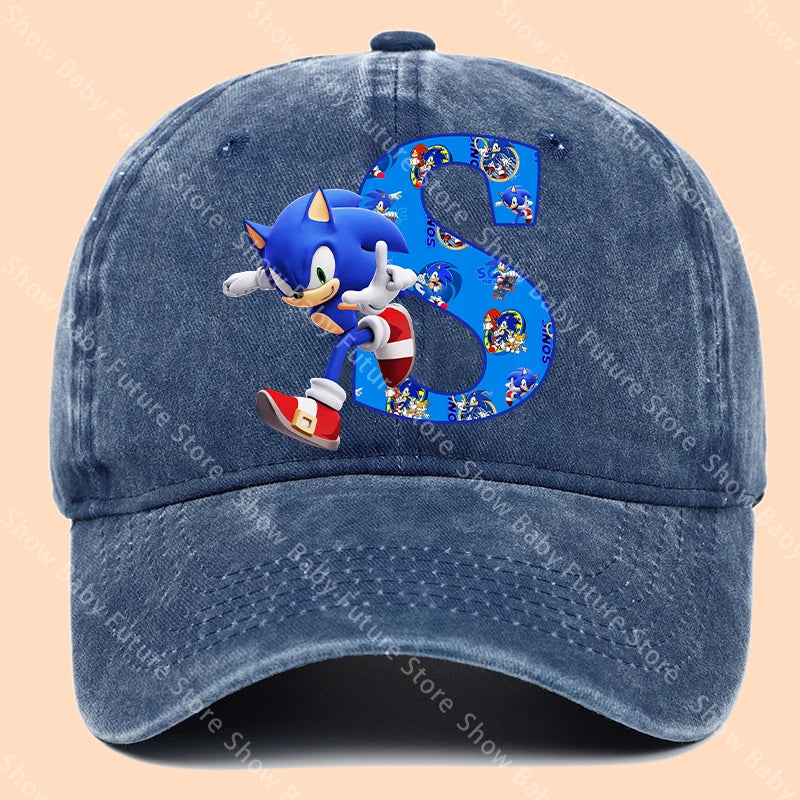 New Cartoon Cute Retro Baseball Caps Sonics Letter Man Boys Hat Hip Hop Breathable Mesh Hats Cute Anime Sunbonnet Birthday Gifts