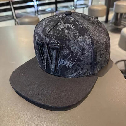 Herren-Baseballkappe mit Buchstabenstickerei, „Tide“, universell kombinierbar, flache Krempe; Damen-Sommer-Hip-Hop-Kappe, Outdoor-Sonnenkappe, verstellbare Schirmkappe