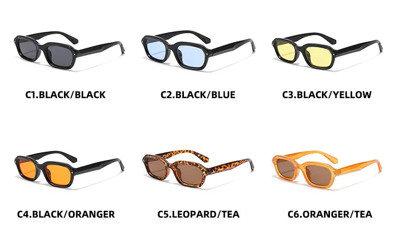 BOYSEEN Beach Sunglasses Man Summer Orange Sun Glasses UV400  Narrow frame square punk sunglasses show