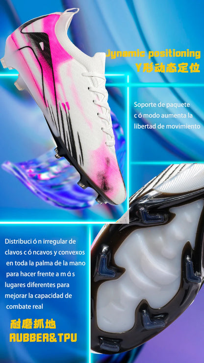 New Men's Football Boots FG Non-Slip Long Spikes Soccer Shoes Training Shoes Soccer Cleats Ultralight Outdoor Drop Shipping