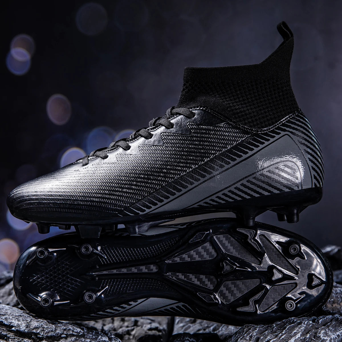 Chaussures de football pour adultes haute performance, unisexes, pour terrain extérieur et intérieur en gazon synthétique, avec crampons, chaussures de football pour garçons, semelles à crampons