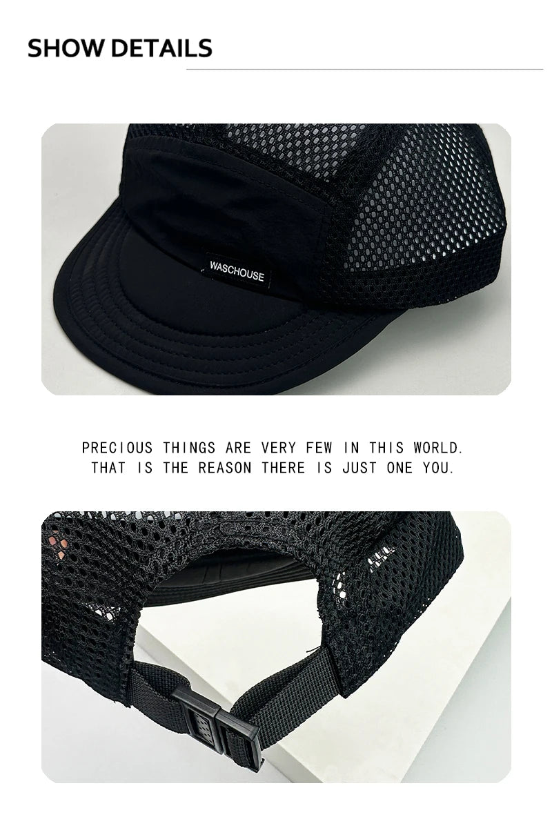 New Unisex Simple Mesh Letter Baseball Hats Sunshade Quick Drying Breathable Short Eave Peaked Caps Versatile Fashion Outdoor