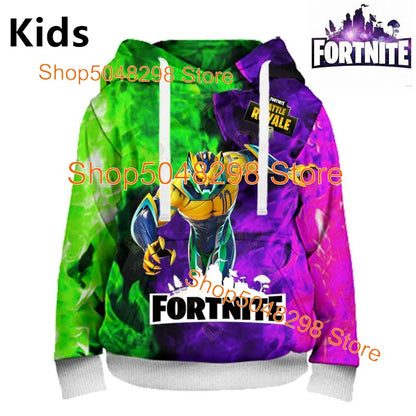 Sweatshirt com Estampado de Herói Fortnite, Jogo Popular, para Rapazes e Raparigas, Roupa 3D Casual, Hoodie para Crianças, Adultos, Homens e Mulheres, Pullover de Primavera e Outono