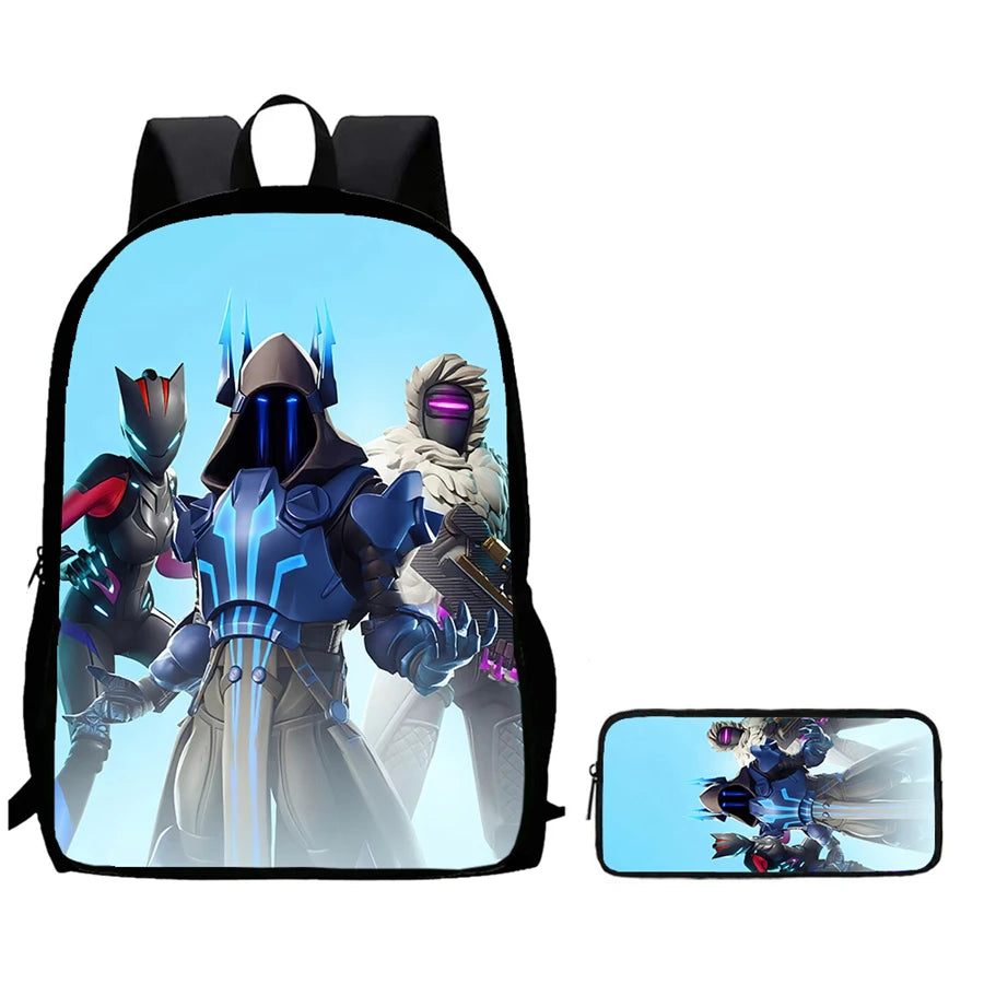 Conjunto de Mochila Infantil Fortnite de 2 Peças com Estojo, Leve e Resistente, Saco Escolar para Rapazes e Raparigas dos 6 aos 9 Anos, Material Escolar Diário