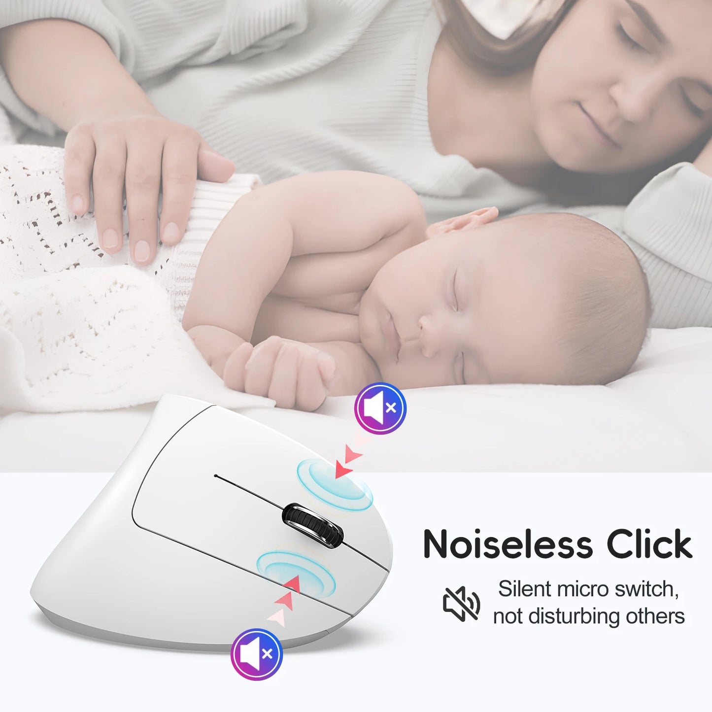 New Dual Mode Wireless Vertical Mouse Bluetooth 5.1 Silent Ergonomic 6 Buttons Type-C 2400DPI Anti-Mouse Hand for Office Laptop