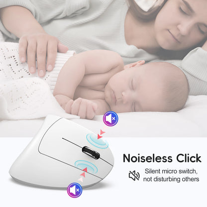New Dual Mode Wireless Vertical Mouse Bluetooth 5.1 Silent Ergonomic 6 Buttons Type-C 2400DPI Anti-Mouse Hand for Office Laptop