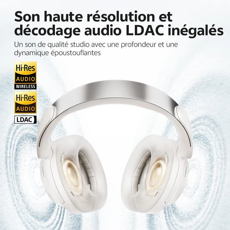 Auriculares circumaurales QCY H3S ANC Bluetooth 6.0 – Audio espacial Hi-Res LDAC, cancelación de ruido adaptativa de -56dB, auriculares inalámbricos