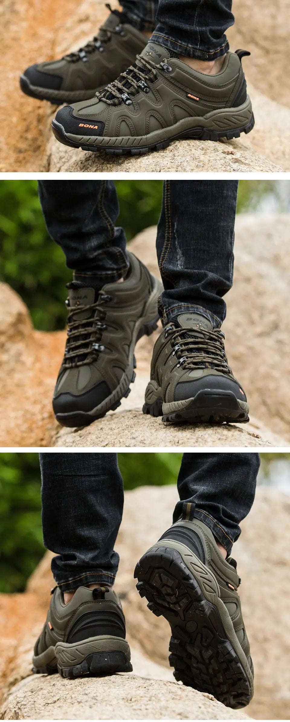BONA Neuheit Klassischer Stil Herren-Wanderschuhe zum Schnüren Herren-Sportschuhe Outdoor-Jogging Trekking-Sneaker