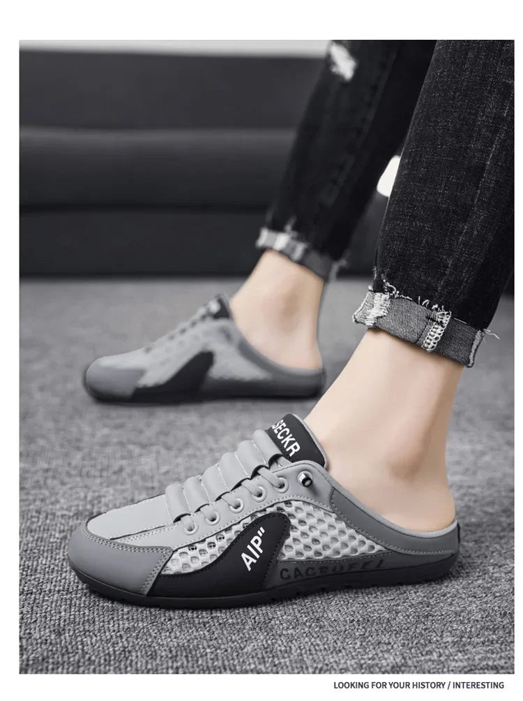 Slip-On-Sportschuhe für Herren mit Schnürung, atmungsaktivem Mesh, unisex, für Frühling und Herbst, niedrig geschnitten, flach, schnell und einfach anzuziehen