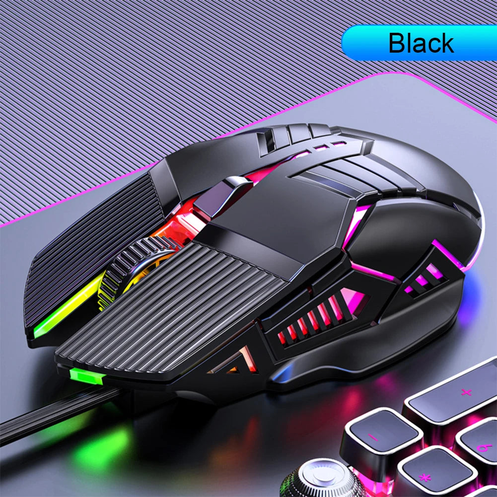 3200DPI ergonomikus vezetékes gamer egér, USB számítógépes gamer egér RGB háttérvilágítással, 6 gombos LED-es csendes egér PC-hez és laptophoz