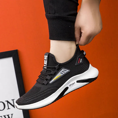 Hot Sale Of The Season New Men's Running Shoes Breathable Lightweight Knitted Lace-Up Sports Sneakers Fashionable Korean Styl...