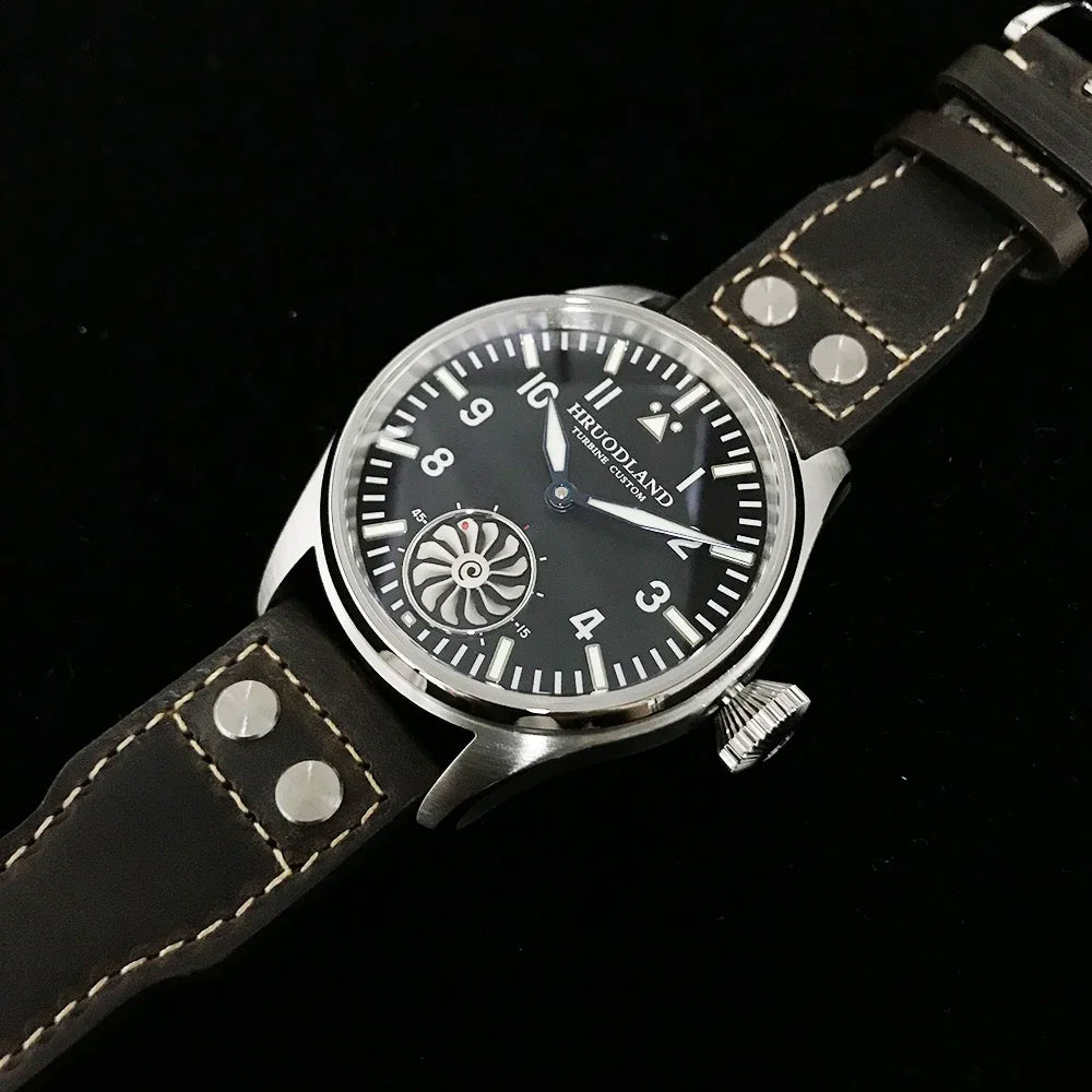 Hruodland 2025 Nuovo orologio meccanico da uomo Seagull ST3620 Retro Pilot 43MM BGW-9 luminoso, vetro zaffiro, turbina, Reloj Hombre
