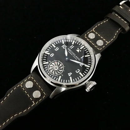 Hruodland 2025 Nuovo orologio meccanico da uomo Seagull ST3620 Retro Pilot 43MM BGW-9 luminoso, vetro zaffiro, turbina, Reloj Hombre