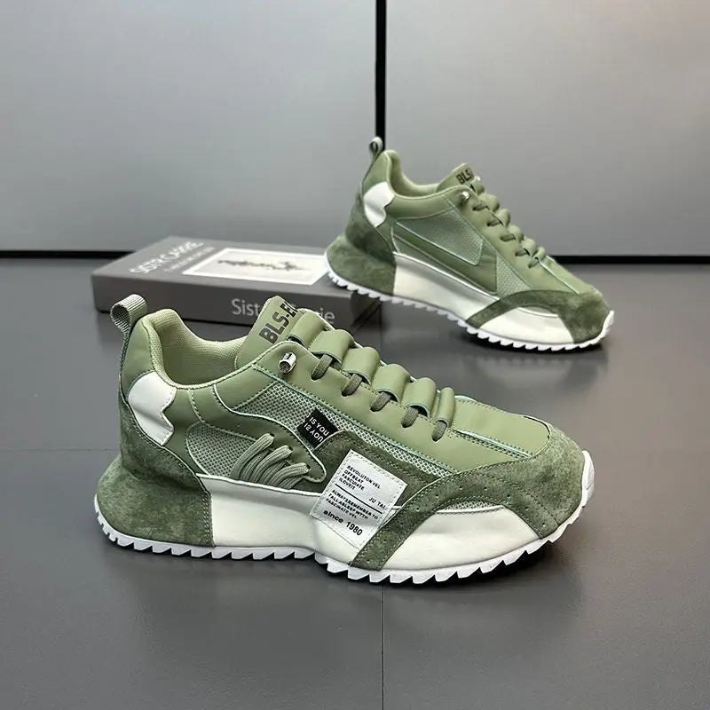 Men's Casual Sports Four Seasons Moccasins Trendy Designer Personality Lace-Up Leather Sneakers Comfortable Breathable