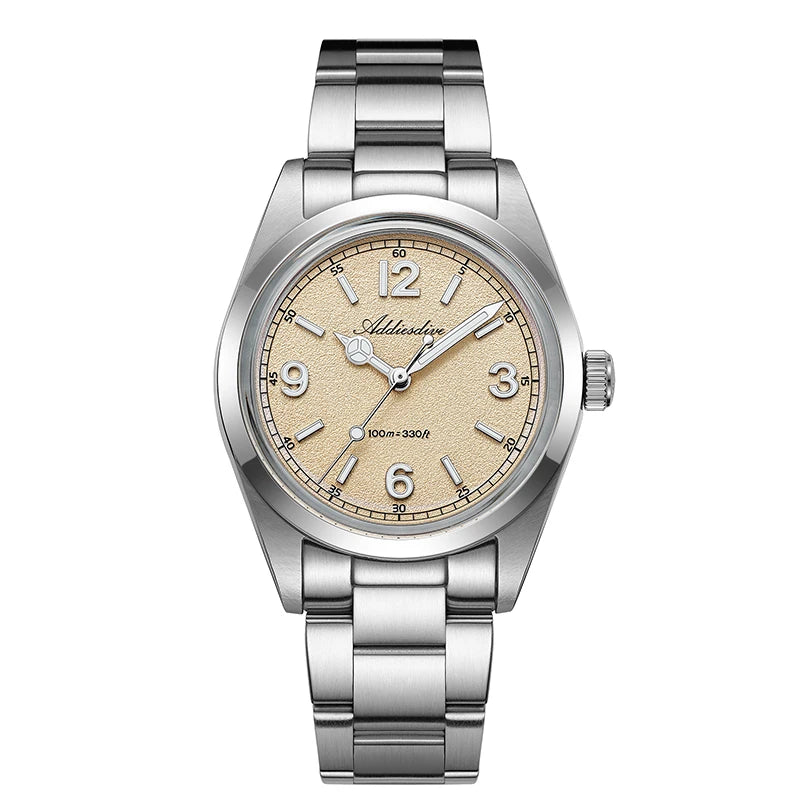 Relógio para homem ADDIESDIVE 36mm em destaque AD2518 com vidro espelhado convexo, aço inoxidável 316L, Reloj Hombre, 100m à prova de água, quartzo