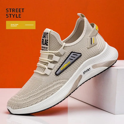 Hot Sale Of The Season New Men's Running Shoes Breathable Lightweight Knitted Lace-Up Sports Sneakers Fashionable Korean Styl...