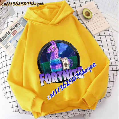 FORTNITED Kinder-Langarm-Hoodie für Mädchen und Jungen, Streetwear, Pullover-Sweatshirt für Babys, Anime-Mode, Kinderoberteil, Geschenk