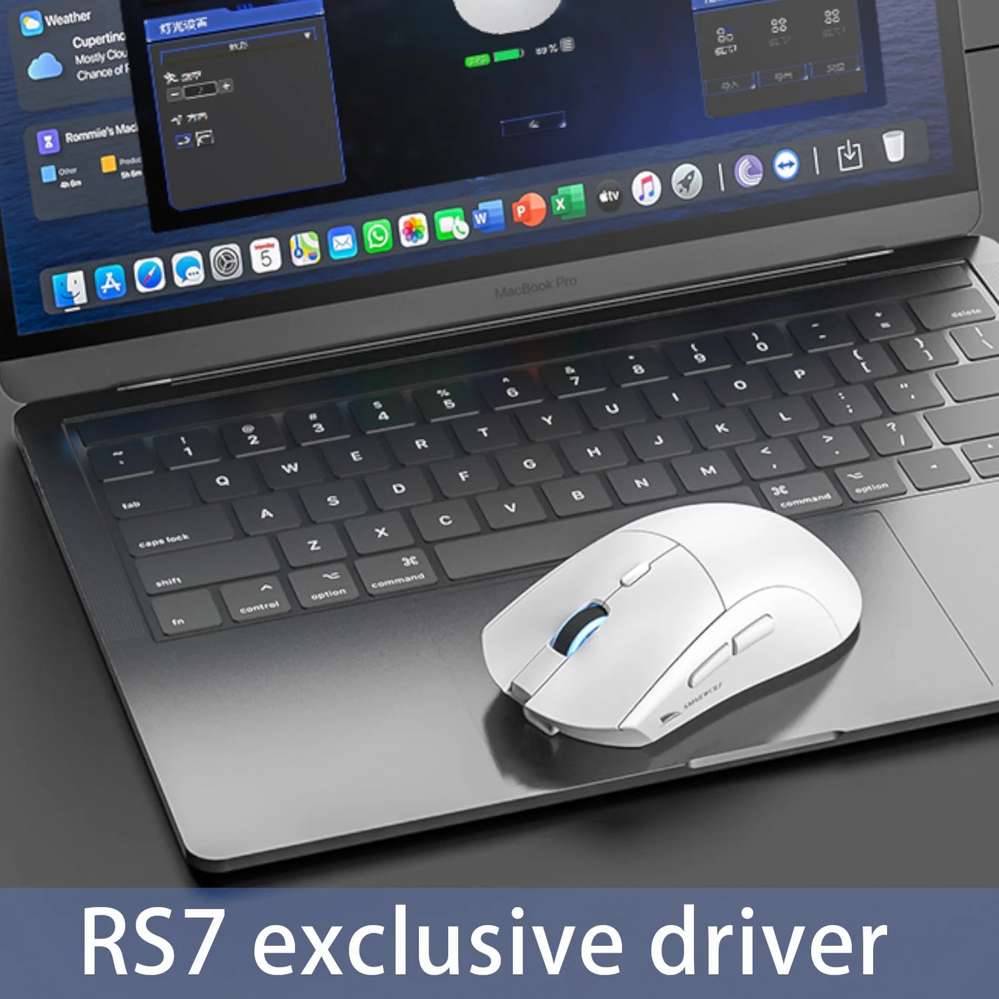 Rato gaming sem fios Bluetooth SMAILWOLF RS7, três modos, PAW3311, macros configuráveis, para portátil, gaming e escritório